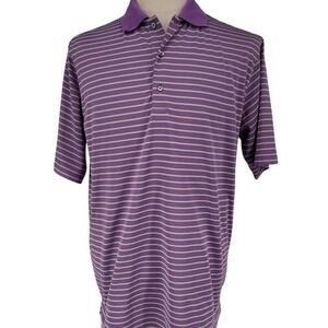 Donald‎ Ross Men's Purple Striped Polo Shirt Size M Golf Short Sleeve
